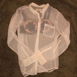 Sheer Long sleeve button down shirt